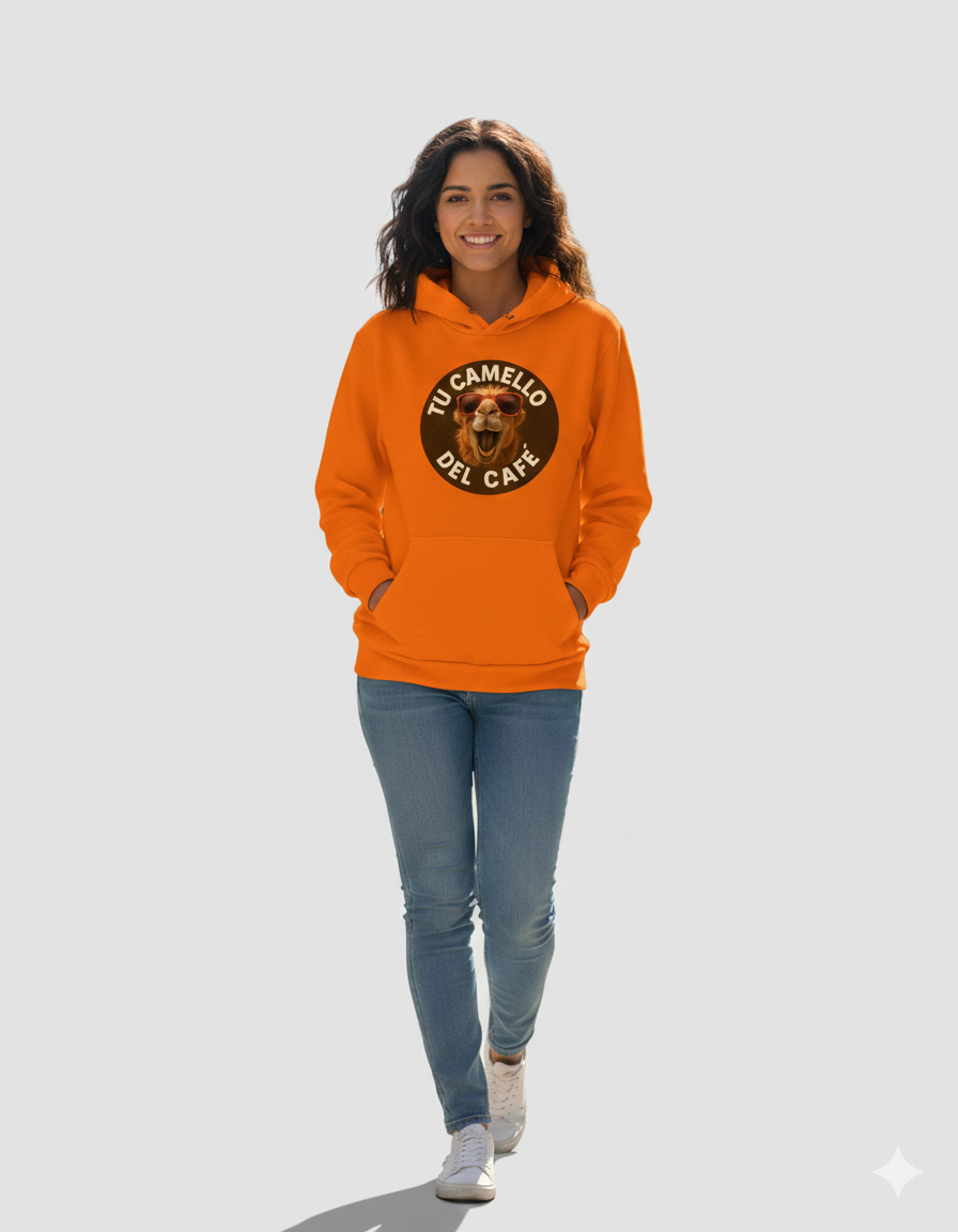Sudadera naranja Tu Camello del Café – Unisex