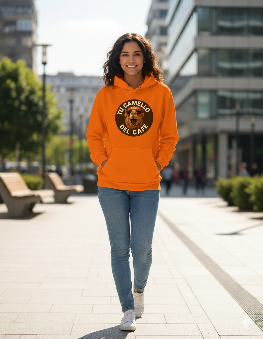 Sudadera naranja Tu Camello del Café – Unisex
